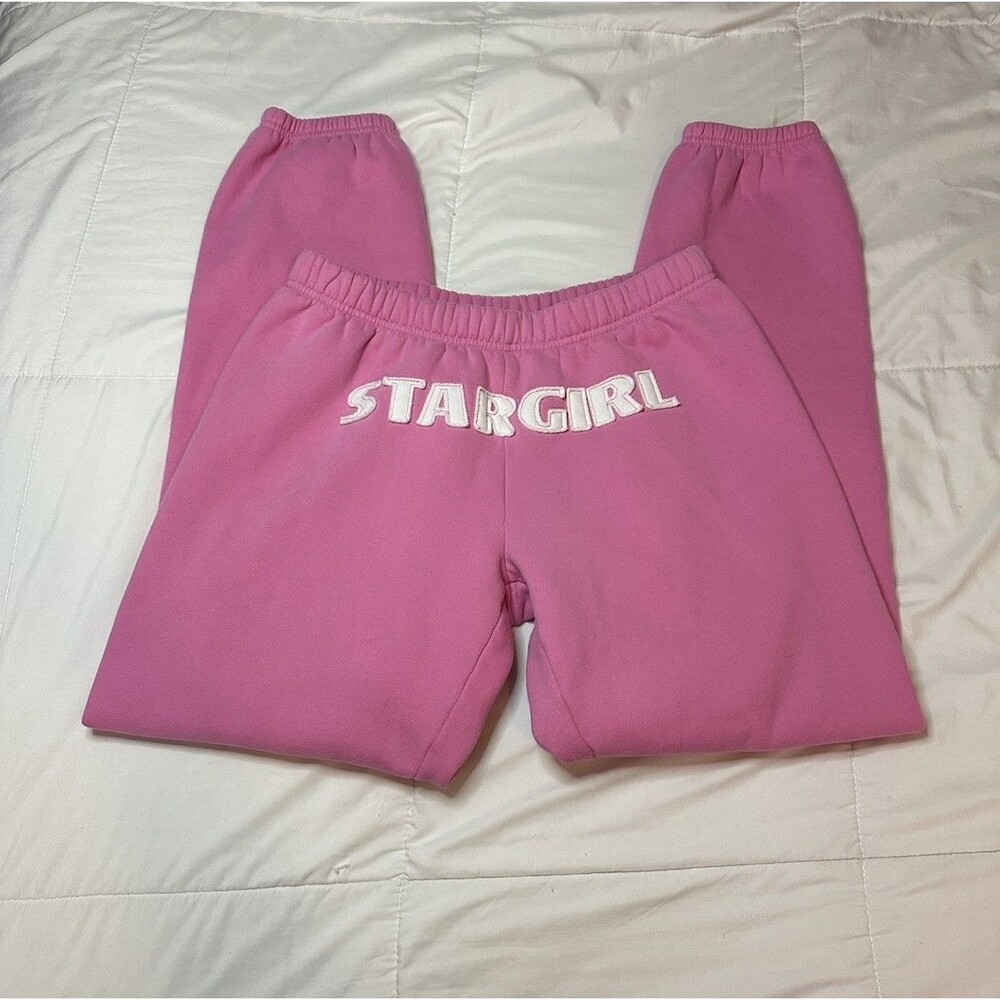 Jane Doh Stargirl Pink Jogger Sweatpants Lounge M Y2K Embroidered Front Back Hit